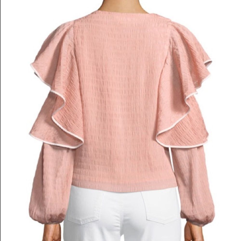 Club Monaco Ribbone Ruffle Blouson-Sleeve Blouse - Picture 4 of 9